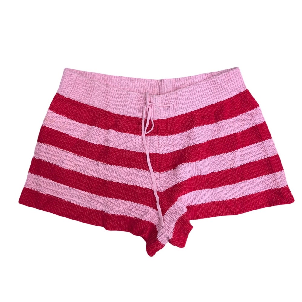 Beach Riot Balboa Shorts Pink Red Striped Knit Cotton Lounge Shorts- Medium - Picture 2 of 6
